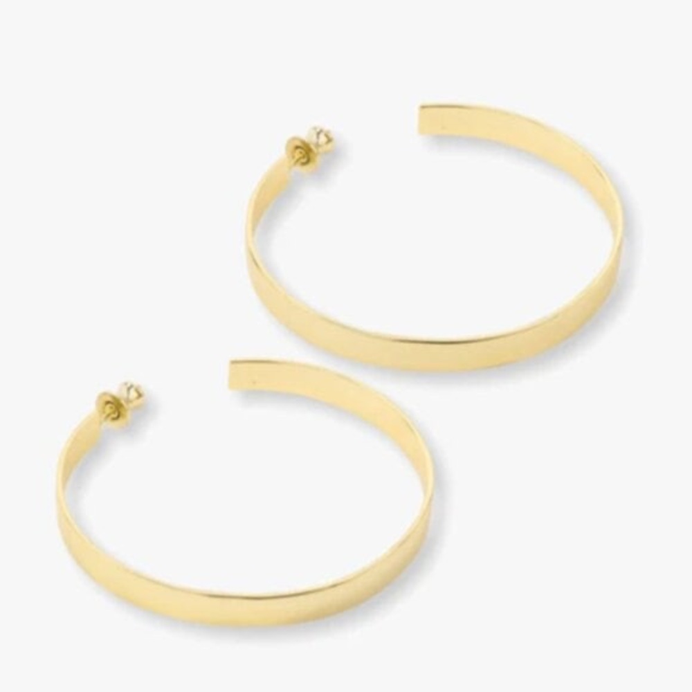 Melinda Maria Atlas Hoops 2 inch in Gold New With MM Pouch - Picture 2 of 5